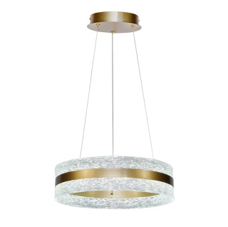 LAMPA WISZĄCA Z KRYSZTAŁKAMI ŻYRANDOL ZŁOTY CASTILLO 40 LED ZMIENNA BARWA