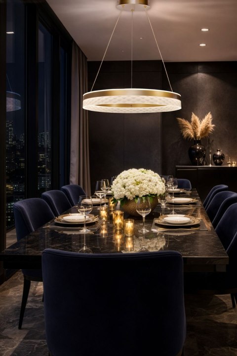 GLORIS kawowa lampa wisząca led z kryształkami ZMIENNA BARWA ŚWIATŁA