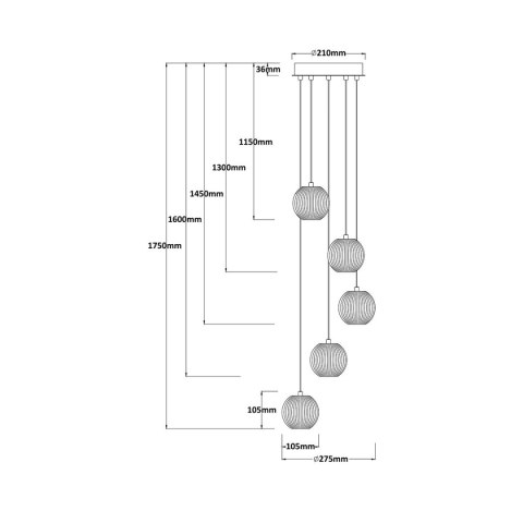 Lampa wisząca Brillant 5 złota LED CCT Light Prestige
