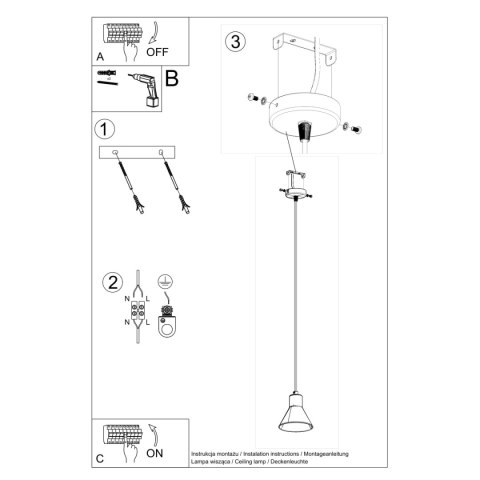 Sollux Lighting Lampa wisząca TALEJA 1 czarna [E27]