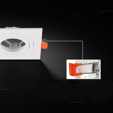 Oczko V-TAC aluminiowe GU10 białe kwadratowe ruchome VT-4204SQ 3 lata gwarancji