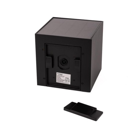 Oprawa ścienna solarna/USB V-TAC 9W LED COB czarna kostka 15x15cm IP65 czujnik ruchu VT-409CCT 3000K-4000K-5000K 800lm