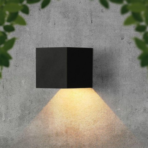 Oprawa ścienna solarna/USB V-TAC 9W LED COB czarna kostka 15x15cm IP65 czujnik ruchu VT-409CCT 3000K-4000K-5000K 800lm