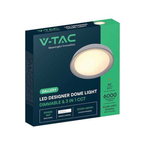 Oprawa sufitowa plafoniera V-TAC 30/60W/30W LED 48cm 3w1 ściemnialna czarna pilot CCT VT-85031 3000K - 6500K 6000lm