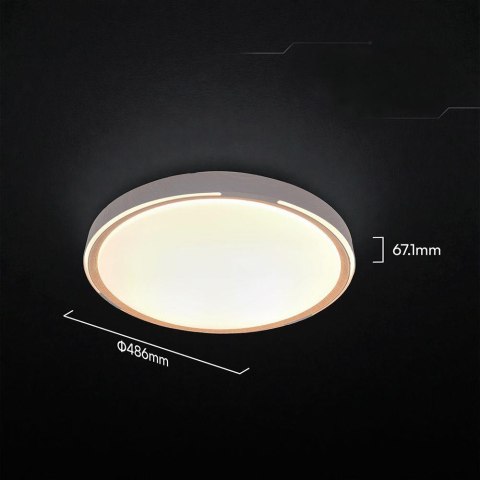 Oprawa sufitowa plafoniera V-TAC 30W/60W/30W LED 48cm 3w1 ściemnialna orzech pilot CCT VT-85034 3000K-4000K-6500K 6000lm