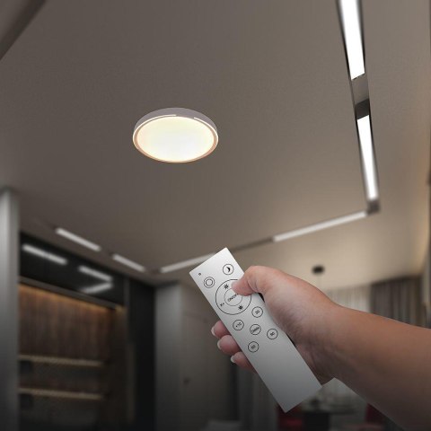 Oprawa sufitowa plafoniera V-TAC 30W/60W/30W LED 48cm 3w1 ściemnialna orzech pilot CCT VT-85034 3000K-4000K-6500K 6000lm