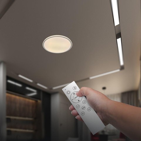 Oprawa sufitowa plafoniera V-TAC 30W/60W/30W LED 49cm 3w1 ściemnialna szara pilot CCT VT-85033 3000K-4000K-6500K 6000lm