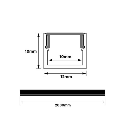 Profil do LED zestaw, ALU anodowany V-TAC 2mb klosz mleczny 12x10mm VT-81131 5 lat gwarancji