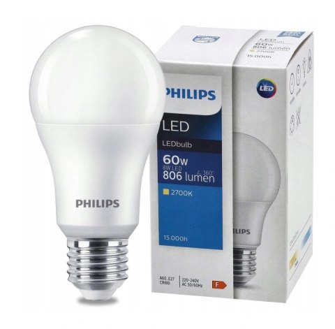 Żarówka E27 A60 Philips 8W 2700K