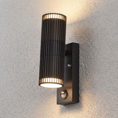 Kinkiet ogrodowy V-TAC GU10 czujnik aluminium góra dół IP44 czarny VT-10175PIR 3 lata gwarancji