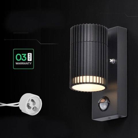 Kinkiet ogrodowy V-TAC GU10 czujnik aluminium w dół IP44 czarny VT-10174PIR 3 lata gwarancji