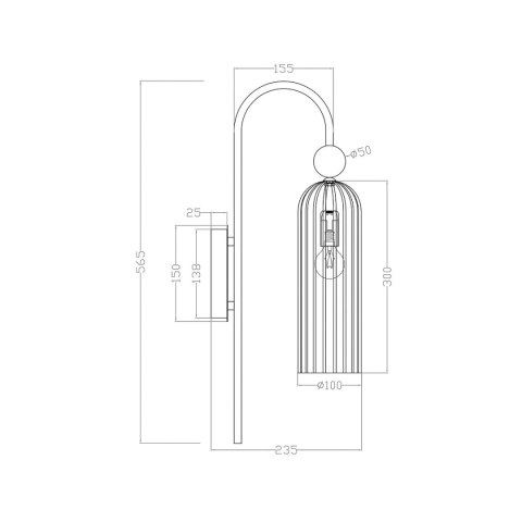 Light Prestige Kinkiet Piega 1 amber 1xE14