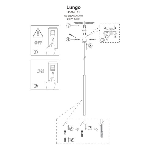 Light Prestige Lampa wisząca Lungo 1 złota 1xG9