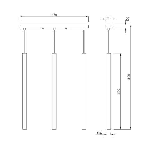 Light Prestige Lampa wisząca Lungo 3 linia złota 3xG9