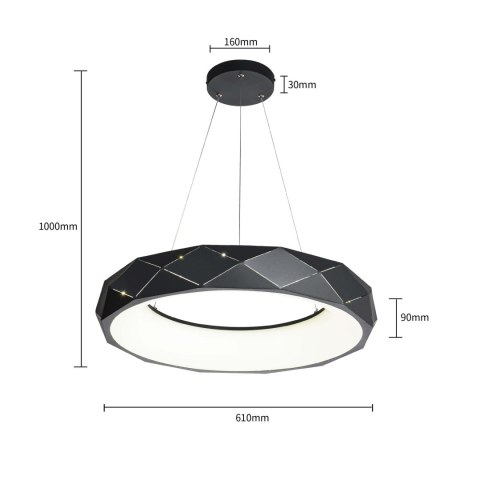 Light Prestige Lampa wisząca Reus czarna LED 4000K