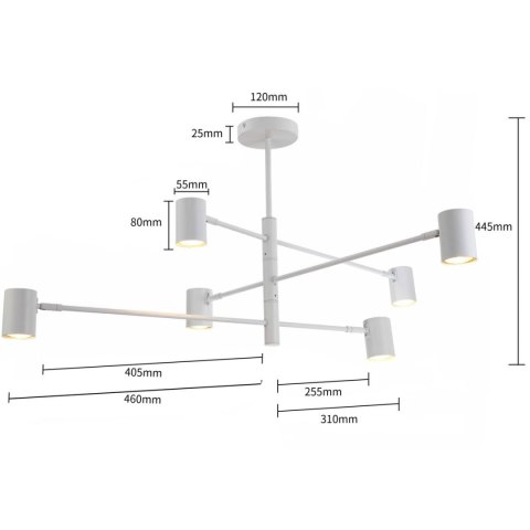 Light Prestige Lampa wisząca Snow 6 biała 6xGU10