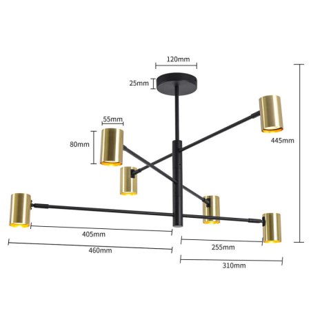 Light Prestige Lampa wisząca Snow 6 złota 6xGU10
