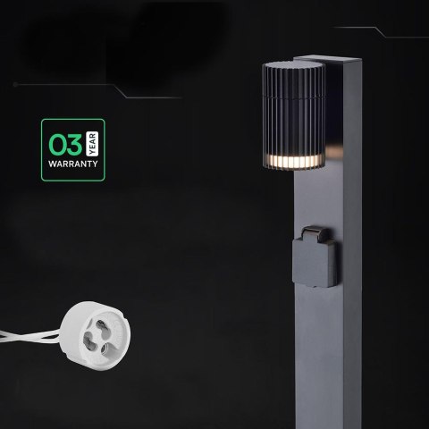 Słupek ogrodowy V-TAC 80CM GU10 czarny gniazdo 230V VT-10178 3 lata gwarancji