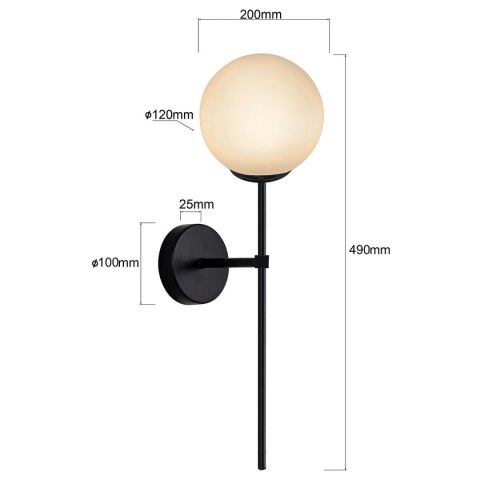 Light Prestige Kinkiet Piruleta czarny IP44 1xG9