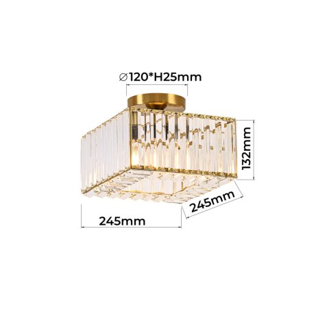 Light Prestige Kwadratowy plafon Vetro złoty 1xE27