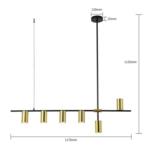 Light Prestige Lampa wisząca Arizona czarno - złota 6xGU10