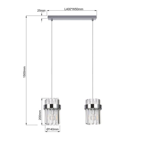 Light Prestige Lampa wisząca Vetro chrom 2xE14