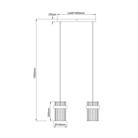 Light Prestige Lampa wisząca Vetro złota 2xE14