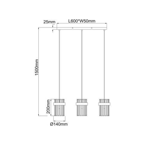 Light Prestige Lampa wisząca Vetro złota 3xE14