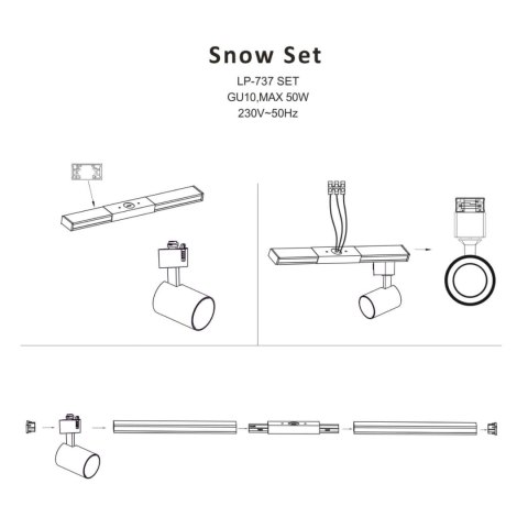 Light Prestige Zestaw oświetlenia szynowego Snow SET 1F biały 4xGU10