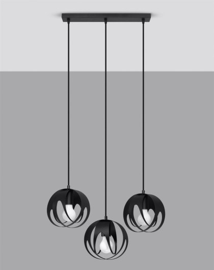 Sollux Lighting Lampa wisząca TULOS 3L czarna