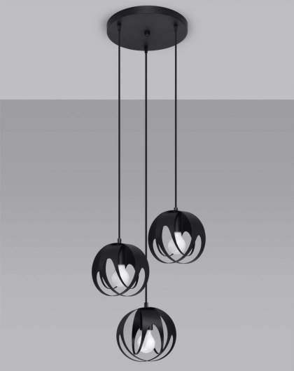Sollux Lighting Lampa wisząca TULOS 3P czarna
