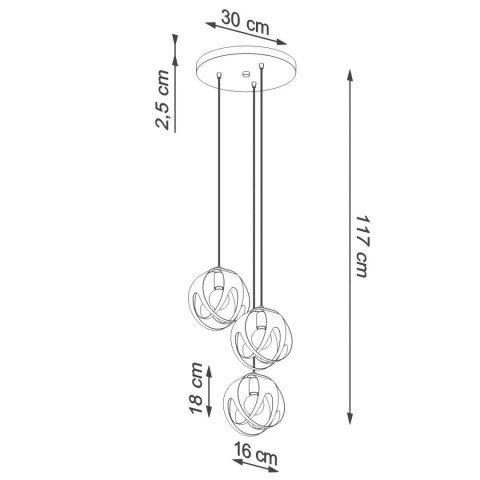 Sollux Lampa wisząca TULOS 3P czarna