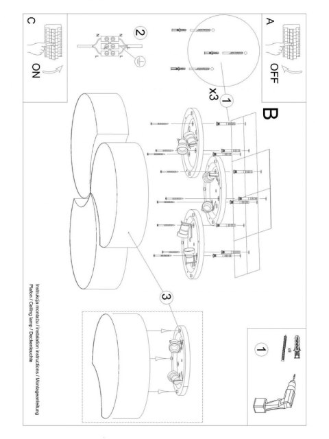 Sollux Lampa Plafon CIRCLE 3B biały