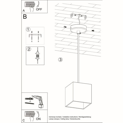 Sollux Lighting Lampa wisząca QUAD 1 biały