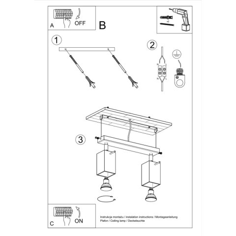 Sollux Lighting Plafon MERIDA 2 czarny