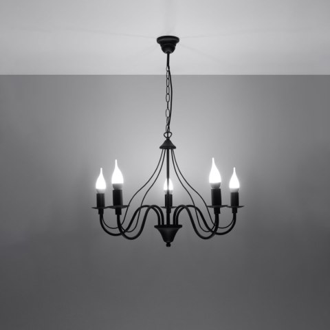 Sollux Lighting Żyrandol MINERWA 5 czarny
