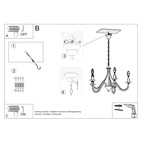 Sollux Lighting Żyrandol MINERWA 7 czarny