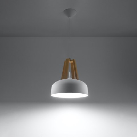 Sollux Lighting Lampa wisząca CASCO biała/naturalne drewno