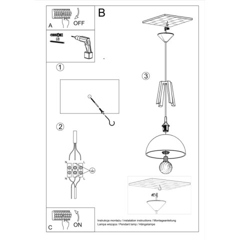 Sollux Lighting Lampa wisząca CASCO biała/naturalne drewno