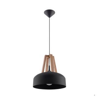 Sollux Lighting Lampa wisząca CASCO czarna/naturalne drewno