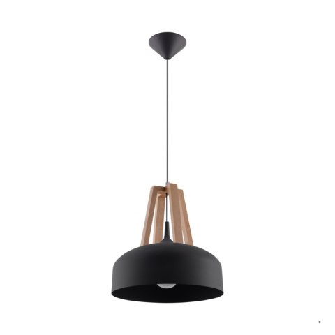 Sollux Lighting Lampa wisząca CASCO czarna/naturalne drewno