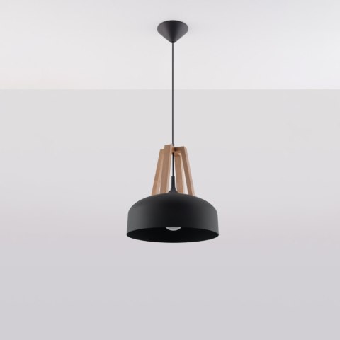 Sollux Lighting Lampa wisząca CASCO czarna/naturalne drewno