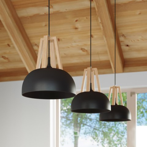 Sollux Lighting Lampa wisząca CASCO czarna/naturalne drewno