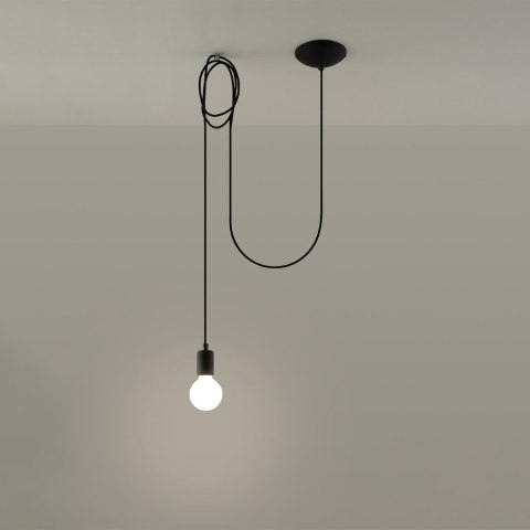 Sollux Lighting Lampa wisząca EDISON 1 LONG czarny