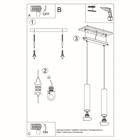 Sollux Lighting Lampa wisząca LAGOS 2 czarny