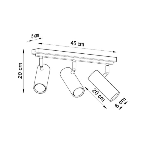 Sollux Lighting Plafon DIREZIONE 3 czarny