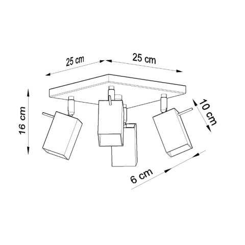 Sollux Lighting Plafon MERIDA 4 szary