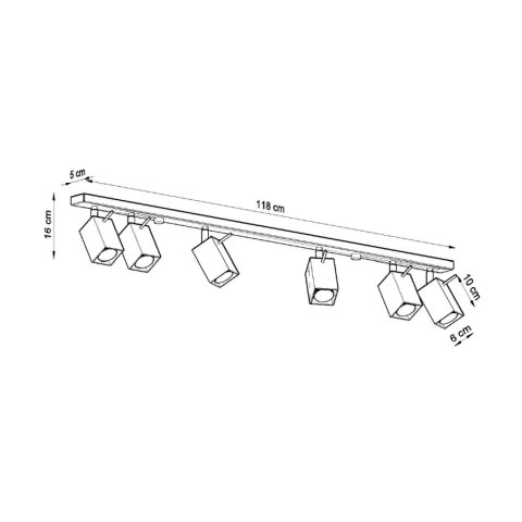 Sollux Lighting Plafon MERIDA 6L czarny