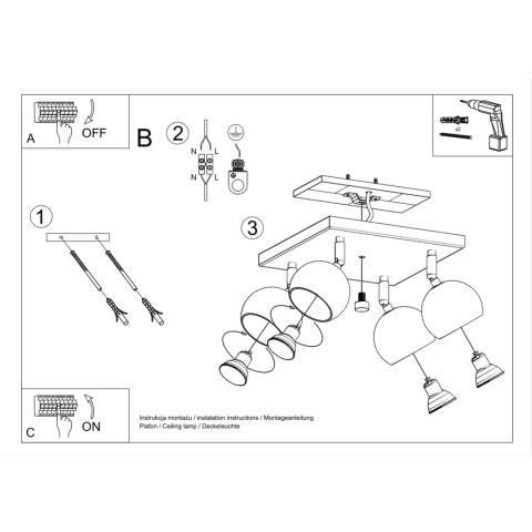 Sollux Lighting Plafon OCULARE 4 biały