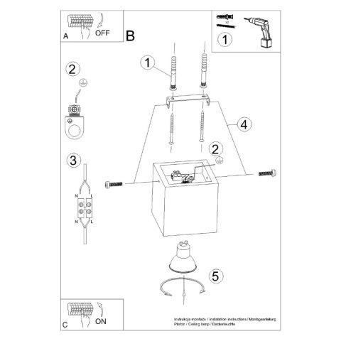 Sollux Lighting Plafon QUAD beton